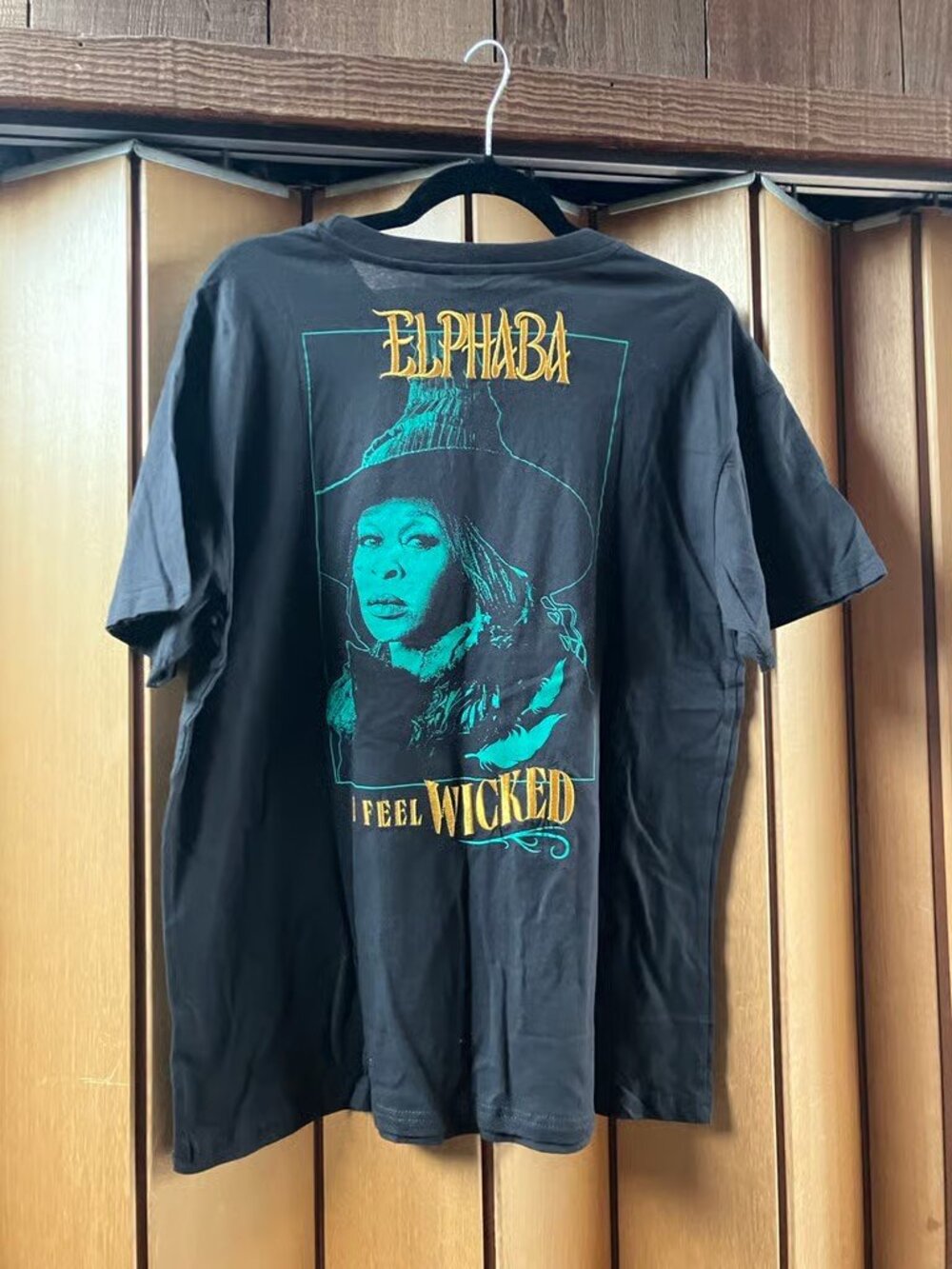 Elphaba (Size S) I Feel Wicked Embroiderd Black Tee Shirt Top WOZ